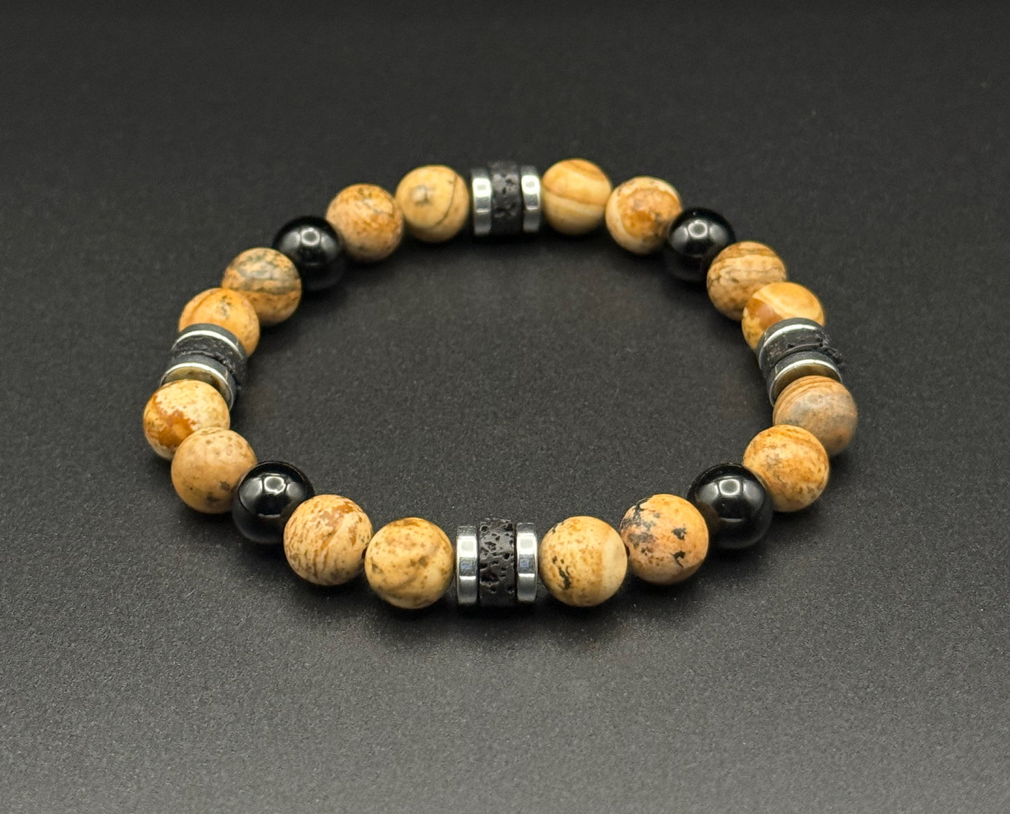 Picture Jasper - Black Tourmaline Bracelet I