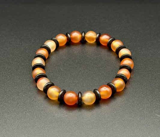 Carnelian - Black Coconut Wood Bracelet I